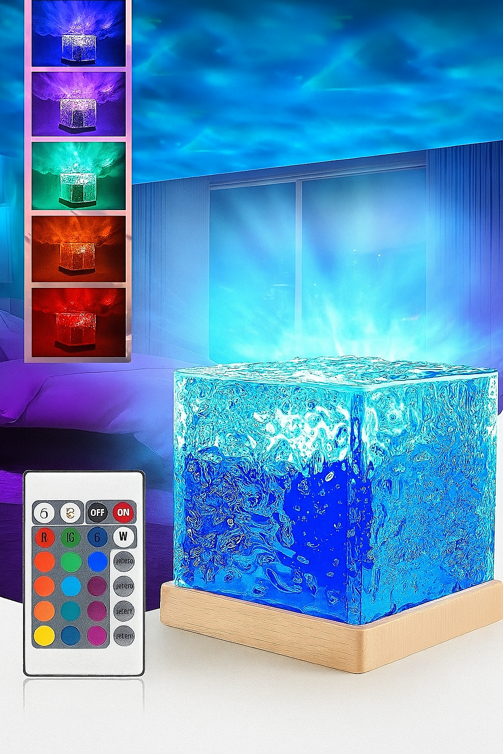 Dynamic Water Ripple Projection Light, USB Portable Night Lamp for Home Decor